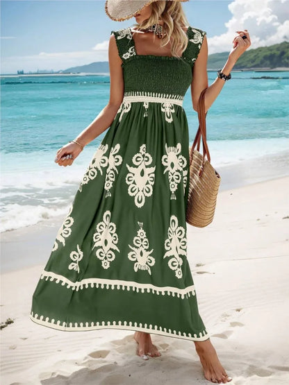 Summer Sexy Halter Beach Holiday For Women's Sundress Fashion Print Elasticated Chest Simple Elegant Female Party Dresses