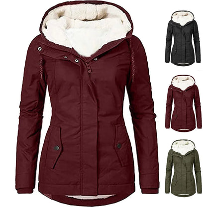 Women Splice Zipper hooded Coats