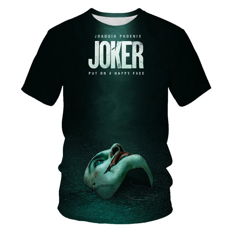Summer New Men's Horror Clown Pattern T-Shirts Short Sleeve Streetwear Hip Hop 3D Printed Tops 6XL Large Size Loose Gothic Tees