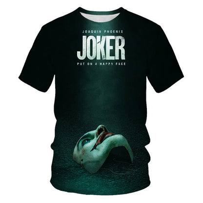 Summer New Men's Horror Clown Pattern T-Shirts Short Sleeve Streetwear Hip Hop 3D Printed Tops 6XL Large Size Loose Gothic Tees