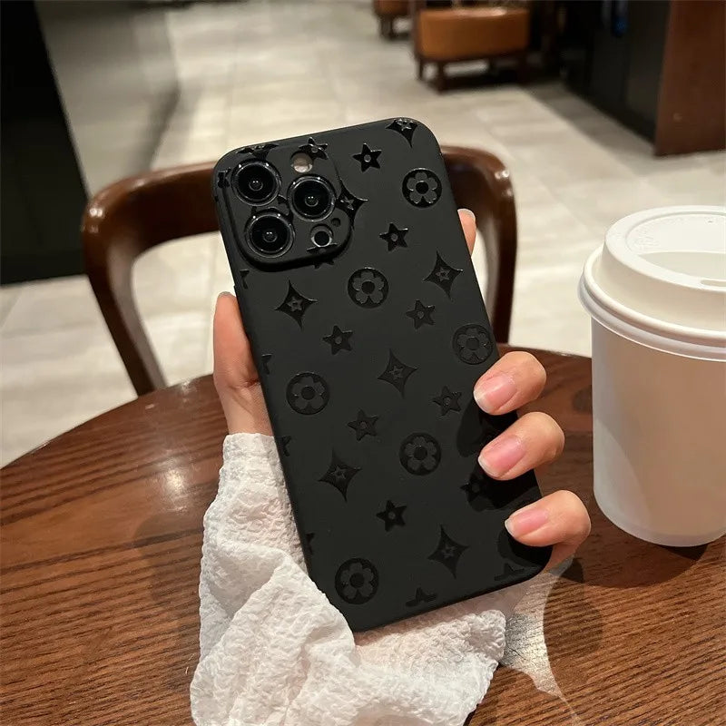 Luxury Retro Classic Phone Case For iPhone 16 15 14 13 12 11Pro Max XR X XS 12Mini 14 15 16 Puls Soft Silicone Black iPhone Case