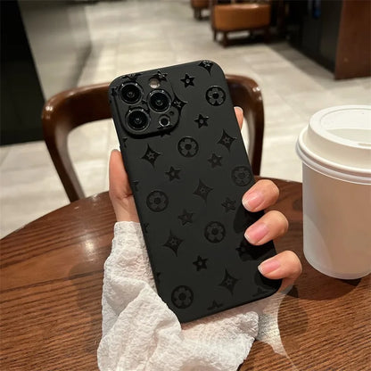 Luxury Retro Classic Phone Case For iPhone 16 15 14 13 12 11Pro Max XR X XS 12Mini 14 15 16 Puls Soft Silicone Black iPhone Case