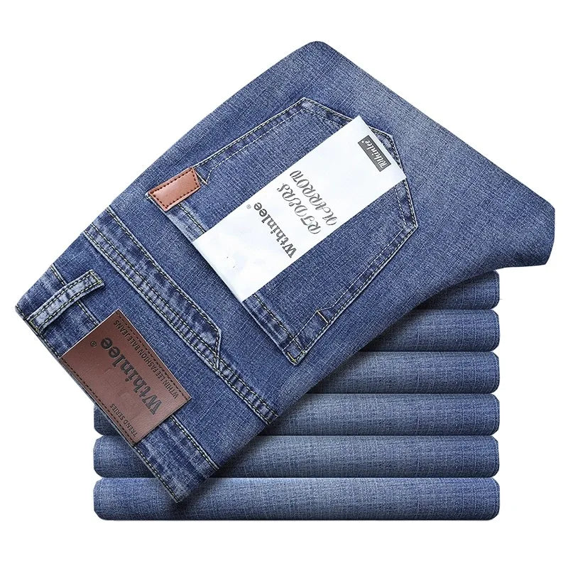 2024 Wthinlee Men's Casual Fashion New Elastic Jeans Pants Work Jeans Classic Men's Fashion Brand Versatile Clothing Blue Black