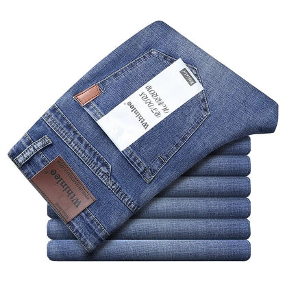 2024 Wthinlee Men's Casual Fashion New Elastic Jeans Pants Work Jeans Classic Men's Fashion Brand Versatile Clothing Blue Black
