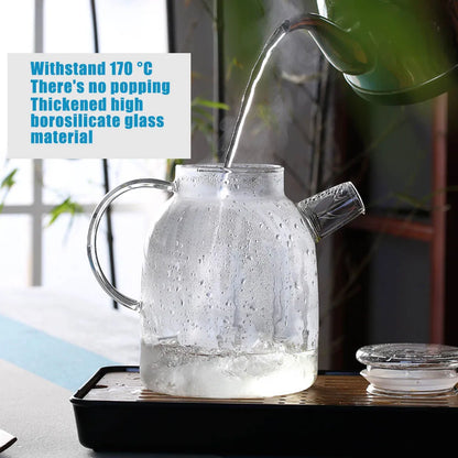1000/1600ml Transparent Borosilicate Glass Teapot Heat-Resistant Clear Tea Pot Flower Tea Set Coffee Pots Kettle Glass Water Jug