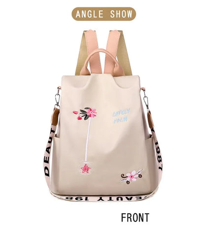 Waterproof Oxford Embroidery Women Backpack Fashion Anti-theft Large Capacity Female Travel Casual Backpacks School Laptop Bag
