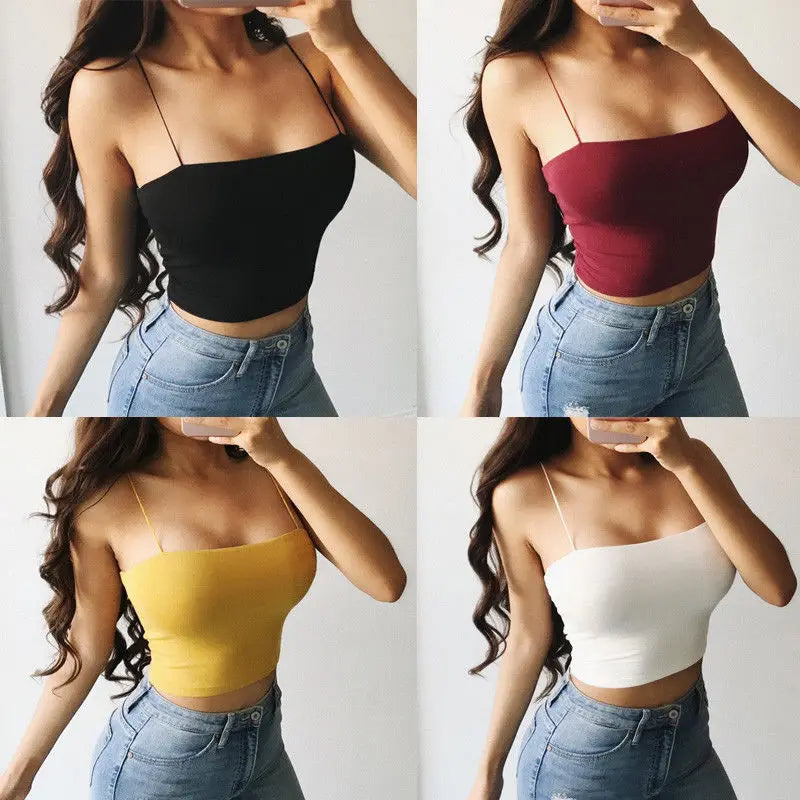 Summer Sexy Camis Women Crop Top Sleeveless Shirt Sexy Slim Lady Bralette Tops Strap Skinny Vest Camisole