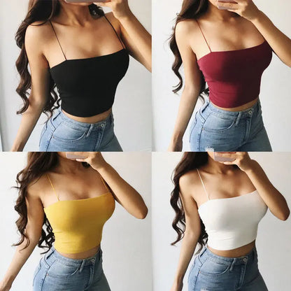 Summer Sexy Camis Women Crop Top Sleeveless Shirt Sexy Slim Lady Bralette Tops Strap Skinny Vest Camisole