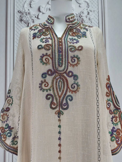 Muslim Abaya for Women Party Dresses Embroidery Long Robe Eid Ramadan Dubai Abayas Kaftan Arab Jalabiya Modest Vestidos Morocco