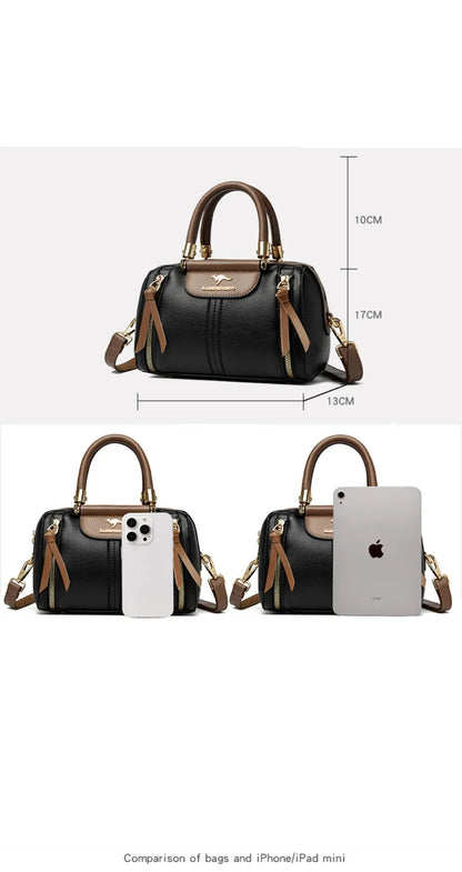 Genuine Luxury Shoulder Croosbody Bags for Women Designer Casual Tote Female Boston Quality Soft Leather Purses and Handbags Sac