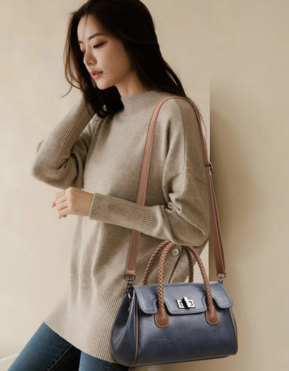 2024 High Quality Soft Leather Women's Handbag Luxury Designer Girl Boston Bag Luxury Large Capacity Shoulder Bags Sac A Main