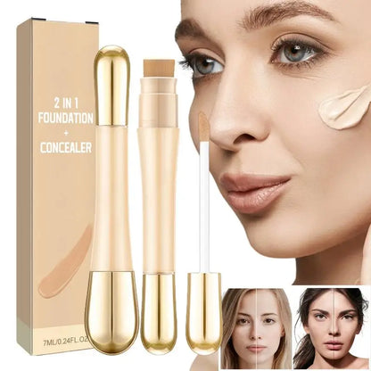 Double-headed Facial 2 in 1 foundation and concealer Moisturizing Foundation Brightening Contouring Highlighter Stick