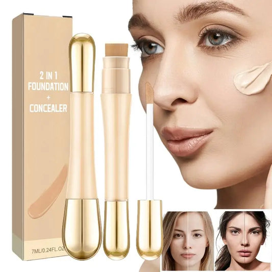 Double-headed Facial 2 in 1 foundation and concealer Moisturizing Foundation Brightening Contouring Highlighter Stick