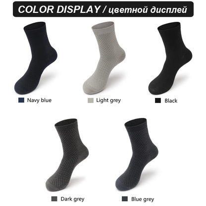 Bamboo Fiber Men's Socks 10Pairs Black Business Soft Breathable Long High Quality  Autumn for New Male Sock Plus Size 39-48