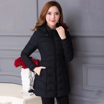 Winter Coat Women 2024 Fashion Middle Age Mother Slim Down Cotton Hooded Jacket Plus Size Casual Solid Warm Thick Outwear Parka
