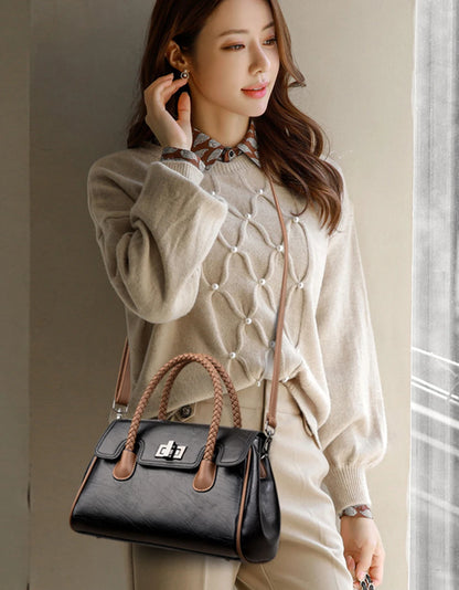 2024 High Quality Soft Leather Women's Handbag Luxury Designer Girl Boston Bag Luxury Large Capacity Shoulder Bags Sac A Main