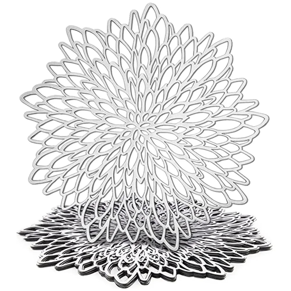 10CM/38CM Vinyl Hollow Out Cup Coaster PVC Flower Round Irregular Placemat Pads for Kitchen Christmas Wedding Party Home Decor