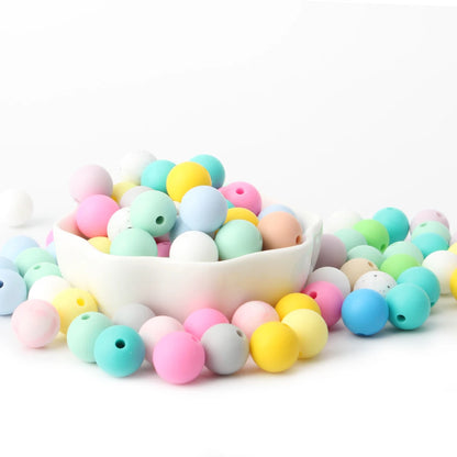 50Pcs 12mm Baby Silicone Beads BPA Free Baby Round Beads Teether Teething Pearl Ball Food Grade For Necklace Pacifier Chain Toys