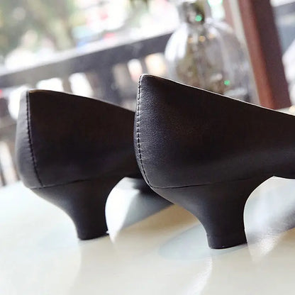 Work Professional Women's Shoes Shallow Mouth Work Stewardess Leather Hotel Employees High Heels Shoes Women