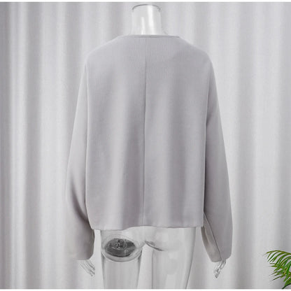 Women Vintage Blends Fit Blazer Coat Fashion Loose Double Breasted Long Sleeve Pockets Female Jackets Chic Lady Commuter Coats