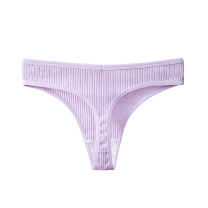 BZEL 3PCS Sexy Women Panties Comfortable G-String Lingerie Striped Low-Rise Thongs Sports Underpants Cotton Breathable Underwear