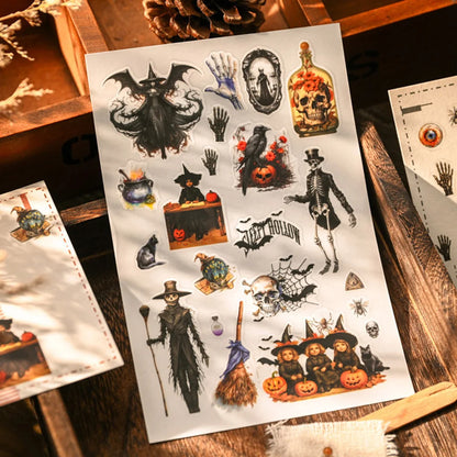 KSCRAFT 2sheets Halloween Rub On Sticker Scrapbooking Junk Journal Crafts Transfer Stickers DIY Photo Albums Decorative
