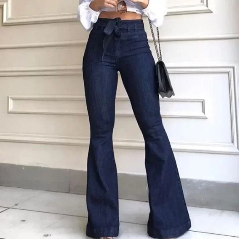 Women's Jeans Solid Color High Waist Flare Pants