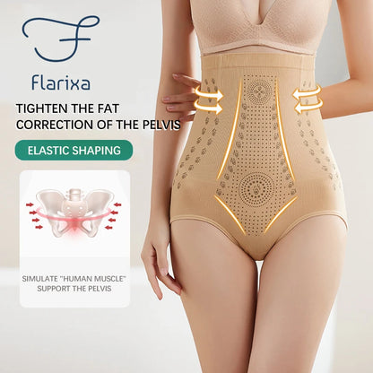 Flarixa Seamless Women Tummy Control Panties High Waist Flat Belly Shaping Panties Slimming Belly Underwear Antibacterial Briefs