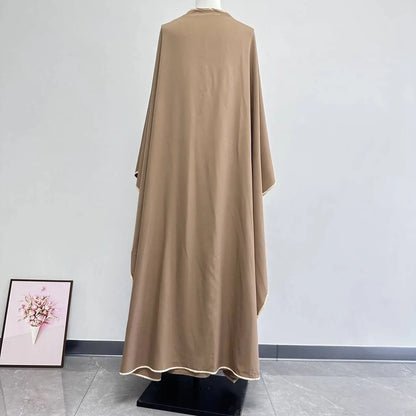 Muslim Women Dress Two Piece Set Eid Ramadan Morocco Dubai Open Abayas Vestidos Arab Cardigan Robe Suit Islam Modest Kaftan