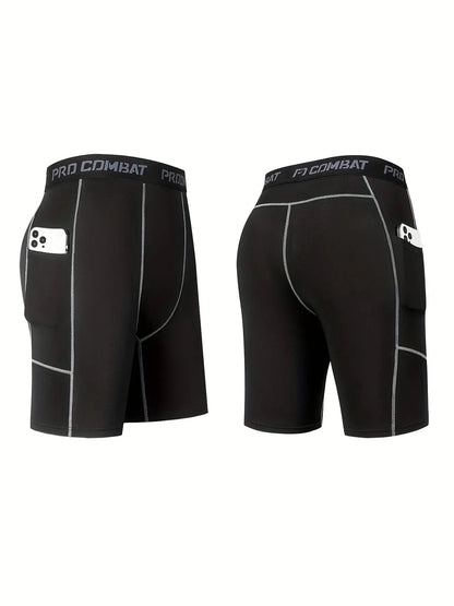 1 Article High Performance Men's Compression Shorts with Pocket - Quick Dry, Breathable, and Stretchy Base Layer for Sports, Gym