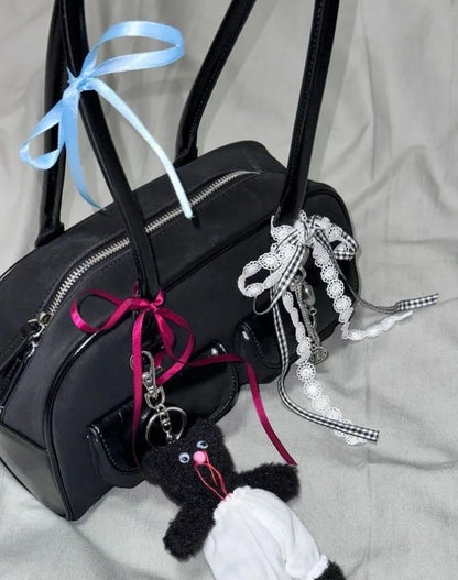 Lux Trendy Street Standoil Korea Designer Bowling Box Handbag for Women Boston Tote Bag PU Leather Bag Female Accessory