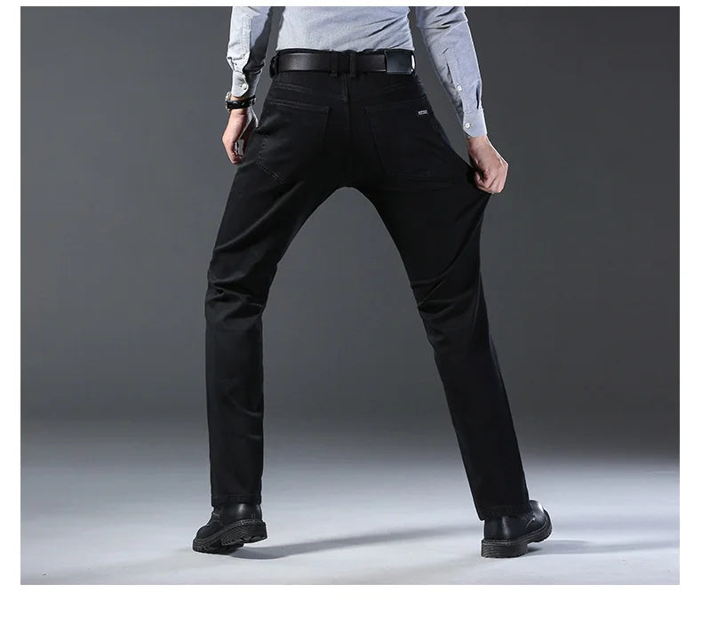 2024 Wthinlee Men's Casual Fashion New Elastic Jeans Pants Work Jeans Classic Men's Fashion Brand Versatile Clothing Blue Black