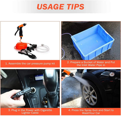 100W Portable 12v Car High Pressure Cleaning Pump Kit 160PSI Electric Cleaning Pump Car Garden Pet Cleaning