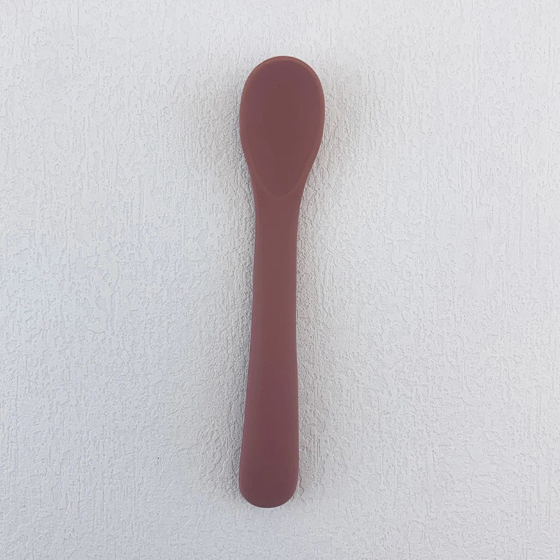 Baby Soft Silicone Spoon Food-grade Silicone Children's Supplementary Feeding Training Spoon Long-handle Silicone Feeding Spoon