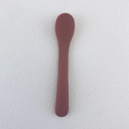 Baby Soft Silicone Spoon Food-grade Silicone Children's Supplementary Feeding Training Spoon Long-handle Silicone Feeding Spoon