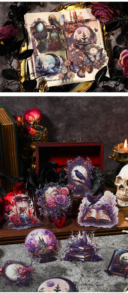 20Pcs Halloween Dark Vintage Series Scrapbooking Stickers Pack Material Perfect for Collage Journaling Diy Supplies