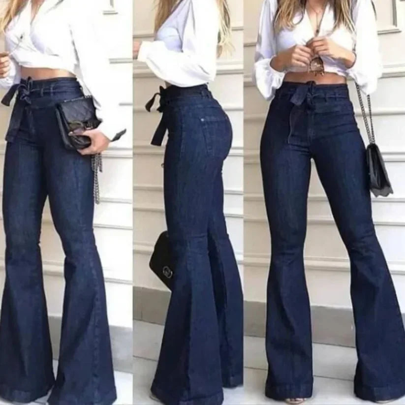 Women's Jeans Solid Color High Waist Flare Pants