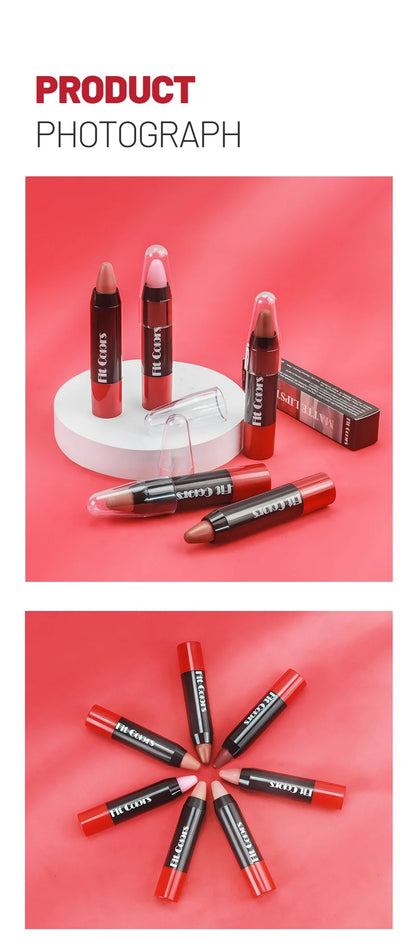 1PC 8 Colors Velvet Matte Lipsticks Pencil Waterproof Long Lasting Sexy Red Lip Stick Non-Stick Cup Makeup Lip Tint Pen Cosmetic