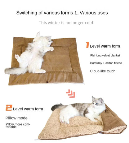 Cat Bed Warm Thickened Soft Multifunctional Pet Foldable Mat for Cats Small Dogs Indoor Kitten Bed Cat Sleeping Mat Pet Supplies