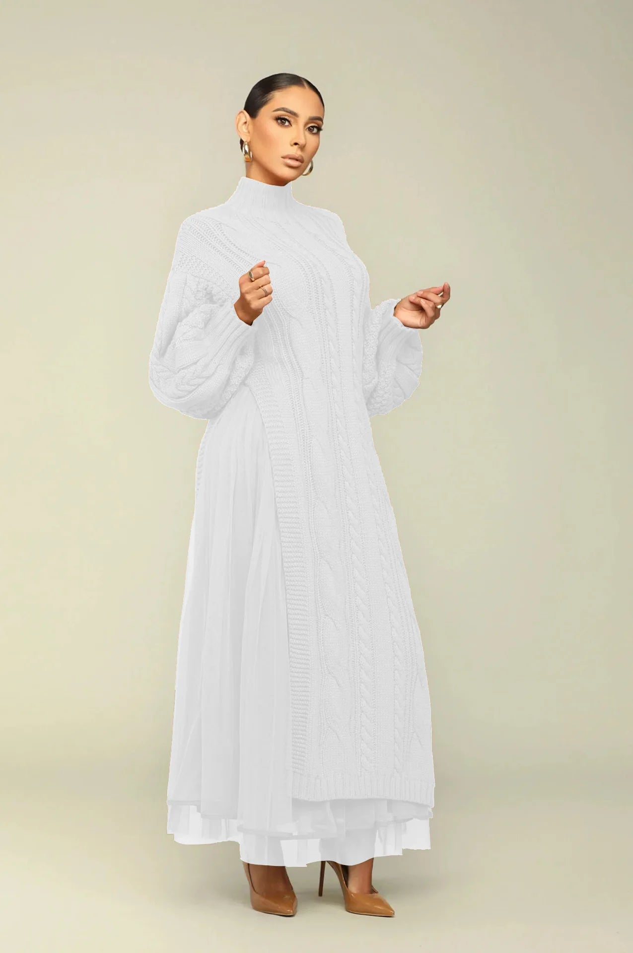 Muslim Women Knitting Dress Modest Robe Vestidos Dubai Saudi Arabic Morocco Abaya Jalabiya Eid Ramadan Knitted Dresses Abayas