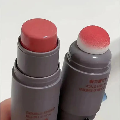 Double head Sponge Powder Blusher Lip&Cheek Dual-use Matte Makeup Natural Rouge Powder Blusher Stick light Nature Cosmetic