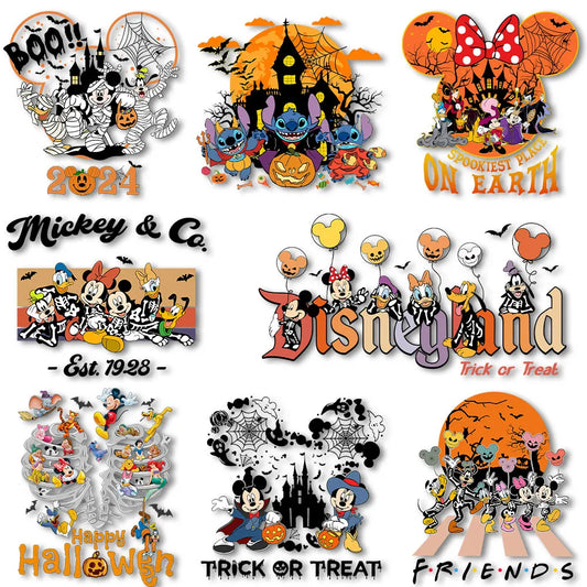 Mickey and Friends Halloween Iron on Transfers Heat Press Stickers for Clothes Thermal Transfer Prints