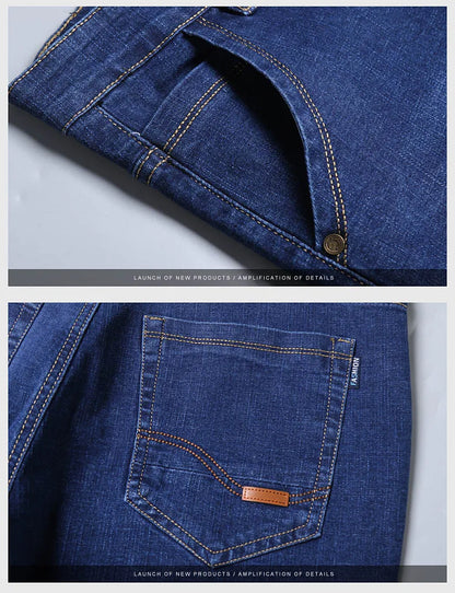 2024 NEW Men's Fashion Business Jeans Classic Style Casual Stretch Slim Jean Pants Male Brand Denim Trousers Black Blue