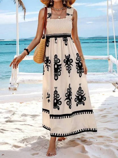 Summer Sexy Halter Beach Holiday For Women's Sundress Fashion Print Elasticated Chest Simple Elegant Female Party Dresses