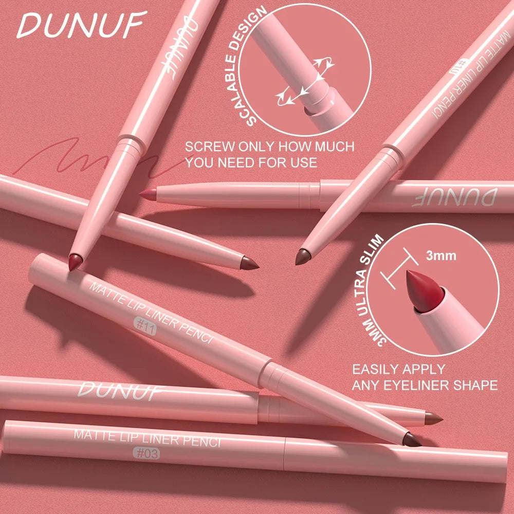 6PC Velvet Matte Lipstick Pen Nude Brown Lip Liner Pencil Kit Smooth Rose Red Pigment Waterproof Long Lasting Dye Cheek Lip Tint