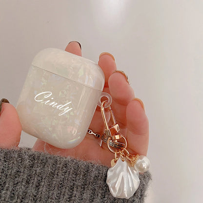 Luxury Personalized Custom Name Customized Pink White Shell Earphone Case For Airpods Pro 2 Protective Cover For Airpods 1 2 3
