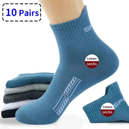 10 Pairs High Quality Men's Socks Casual Breathable Cotton Man Run Sports Socks Spring Autumn Male Sox Gifts Plus Size EUR38-45