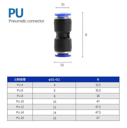 Pneumatic Fitting Fittings Quick Connector Air Water Hose Tube Connectors Plastic PU PY 4mm 6mm 8mm 10mm 12mm Push Into Plug