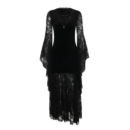 Halloween Gothic Women Dress Long Sleeve High Waist Dresses 2024 New Goth Aesthetic 9Os Sexy Slim Party Club Dress