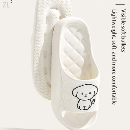 Lovely Couple Pillow Slippers for Women's Summer 2024 New Bathroom Bath Anti Slip Indoor Home Eva Thick Sole Sandals